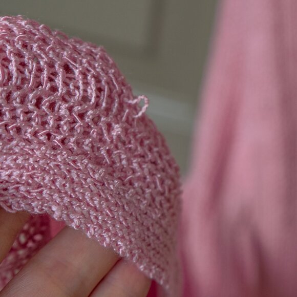 Camila Coehlo Pink Knit Midi Skirt Cleo Girly Bubblegum Sheer Open Knit Pull On - Picture 5 of 11